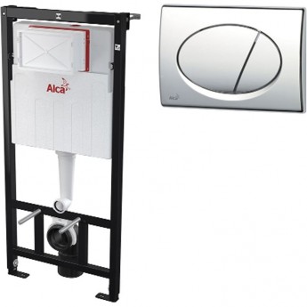 Комплект ALCAPLAST SET 3v1 AM101/1120-31RUS SET+M71 для установки унитаза с панелью смыва, хром глянцевый