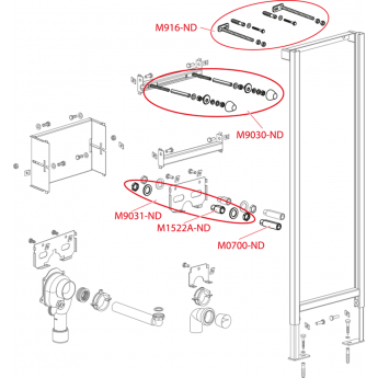 Резьбовые шпильки + принадлежности ALCAPLAST M9030-ND Резьбовые шпильки + принадлежности ALCAPLAST M9030-ND