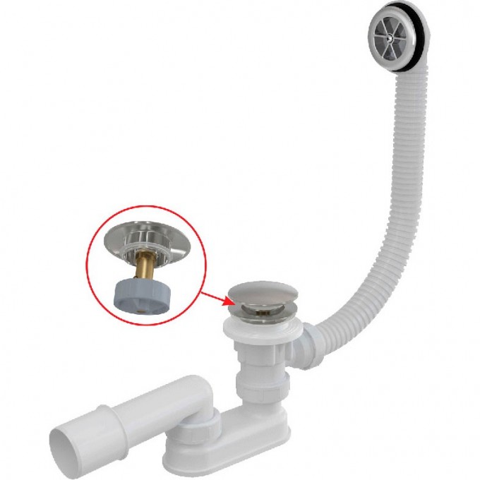 Сифон ALCAPLAST для ванны CLICK/CLACK, металл, 800 мм A505CKM-80 Сифон ALCAPLAST для ванны CLICK/CLACK, металл, 800 мм A505CKM-80