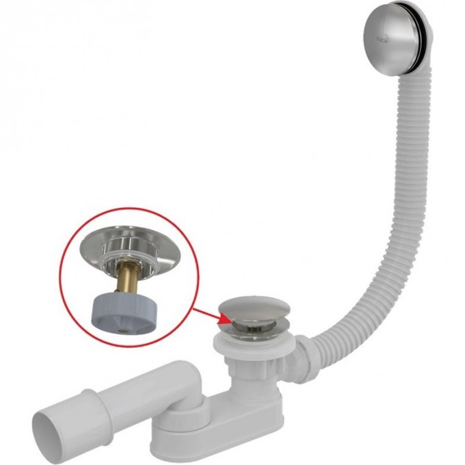 Сифон ALCAPLAST для ванны click/clak, металл A507CKM-80 Сифон ALCAPLAST для ванны click/clak, металл A507CKM-80