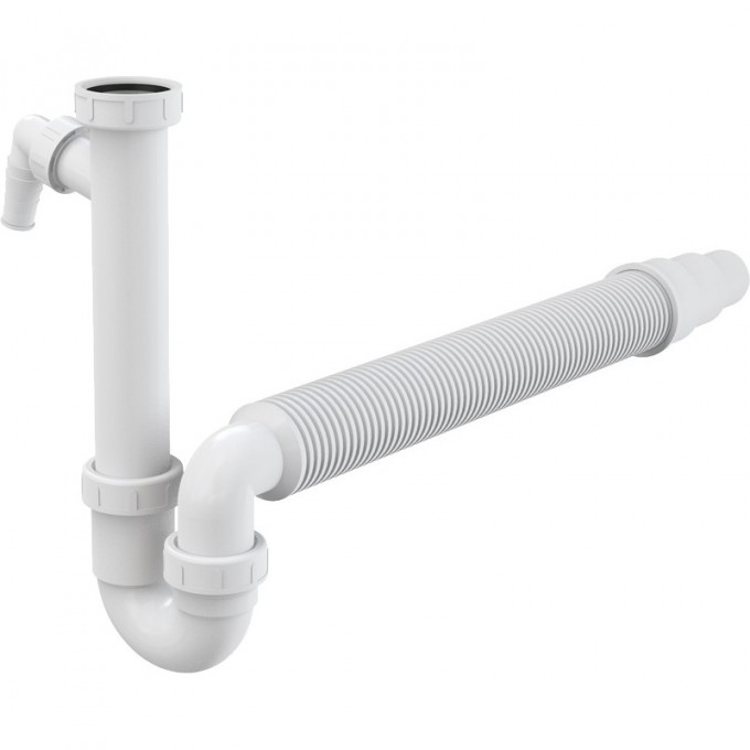 Сифон ALCAPLAST трубчатый с накидной гайкой 6/4", с гофрой, с подводкой A83-DN50/40 Сифон ALCAPLAST трубчатый с накидной гайкой 6/4", с гофрой, с подводкой A83-DN50/40