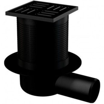 Сливной трап ALCAPLAST APV31BLACK, 105х105/50 подводка боковая, решетка – черный матовый