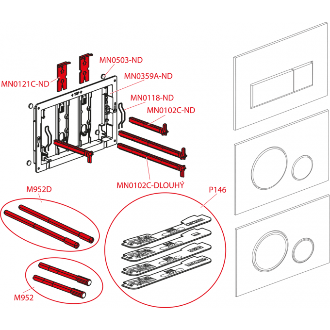 Толкатель механизма ALCAPLAST удлиненный M952D-ND Толкатель механизма ALCAPLAST удлиненный M952D-ND