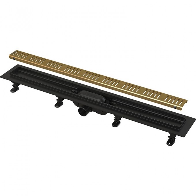 Водоотводящий желоб ALCAPALST с порогами для перфорированной решетки APZ10BLACK-550BRASS Водоотводящий желоб ALCAPALST с порогами для перфорированной решетки APZ10BLACK-550BRASS