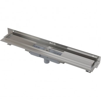 Водоотводящий желоб ALCAPLAST APZ1104-950 FLEXIBLE для перфорированной решетки с регулируемым краем, к стене, низкий, вертикальный сток Водоотводящий желоб ALCAPLAST APZ1104-950 FLEXIBLE для перфорированной решетки с регулируемым краем, к стене, низкий, вертикальный сток