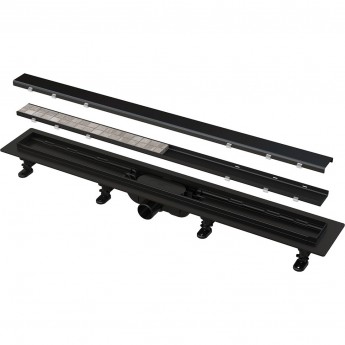Водоотводящий желоб ALCAPLAST APZ19BLACK-750 с порогами для решетки или под кладку плиткичерный